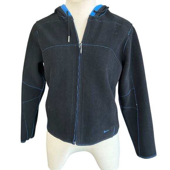 Nike Reversible Fleece Full Zip Athletic Fleece Jacket Blue Black Size Medium - Picture 4 of 13